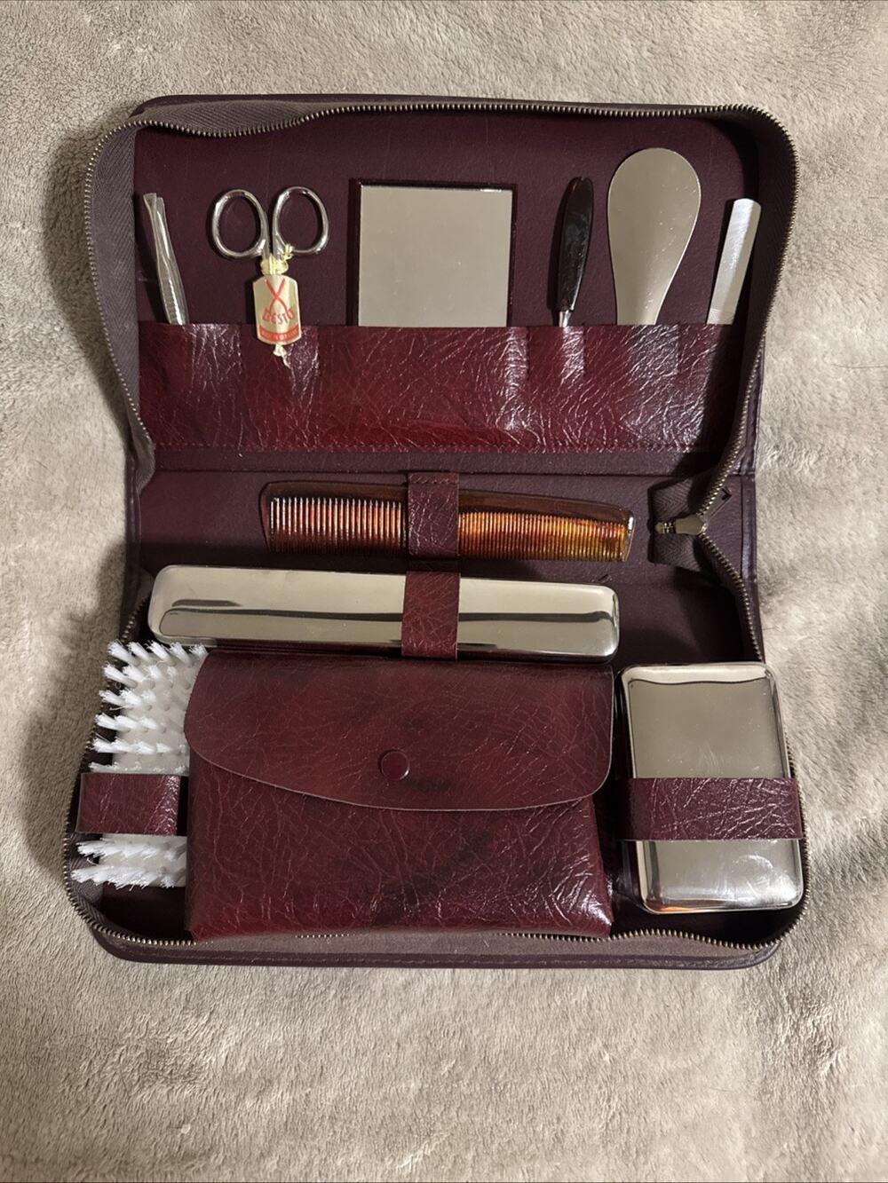 VTG Men’s Vanity Grooming Toiletry Travel Kit - Zipper Case/Germany 50’s/60’s